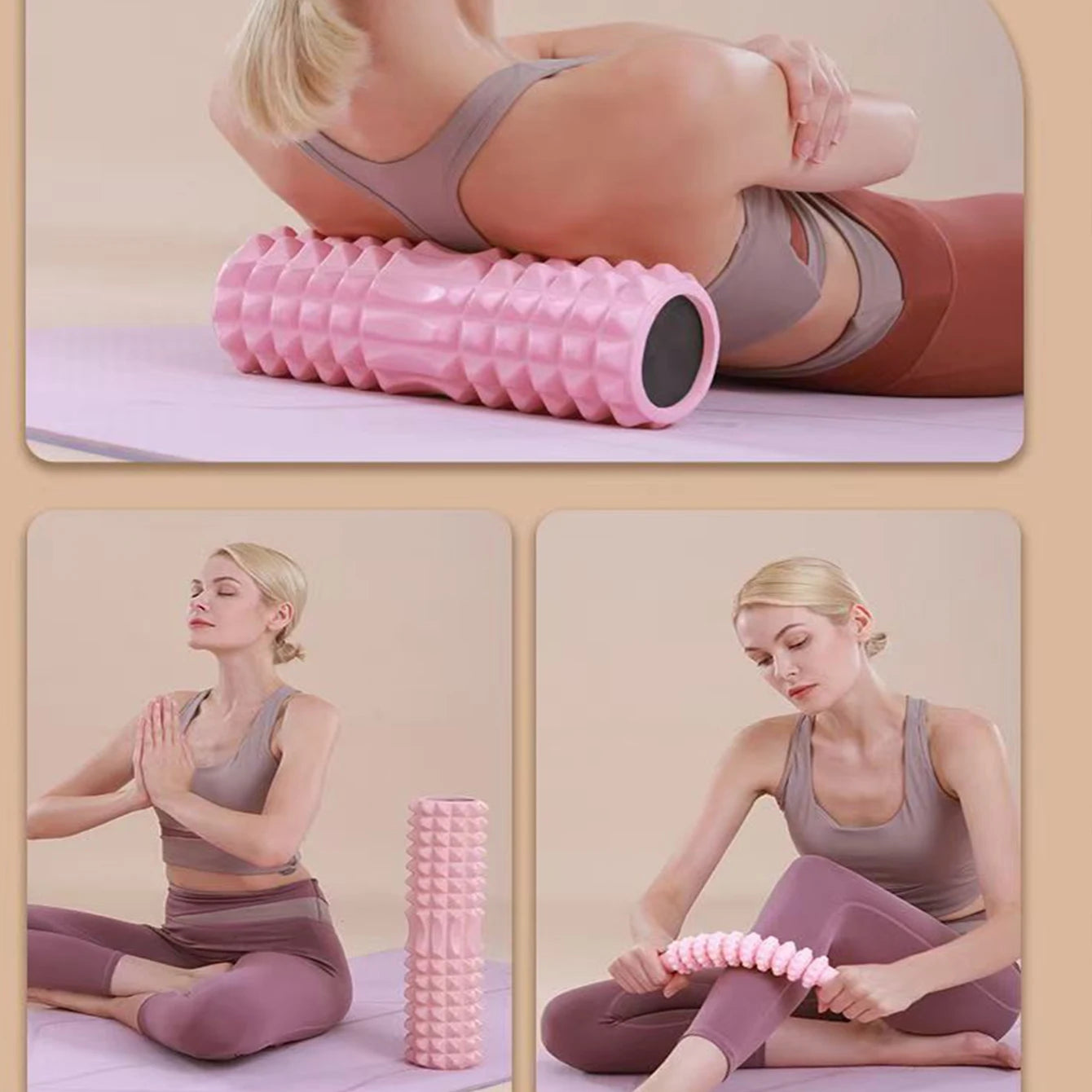 Yoga Foam Roller Set Muscle Massage Block Yoga Brick Pilates Tools Gym Fitness Exercise Equipment for Muscle Relaxation