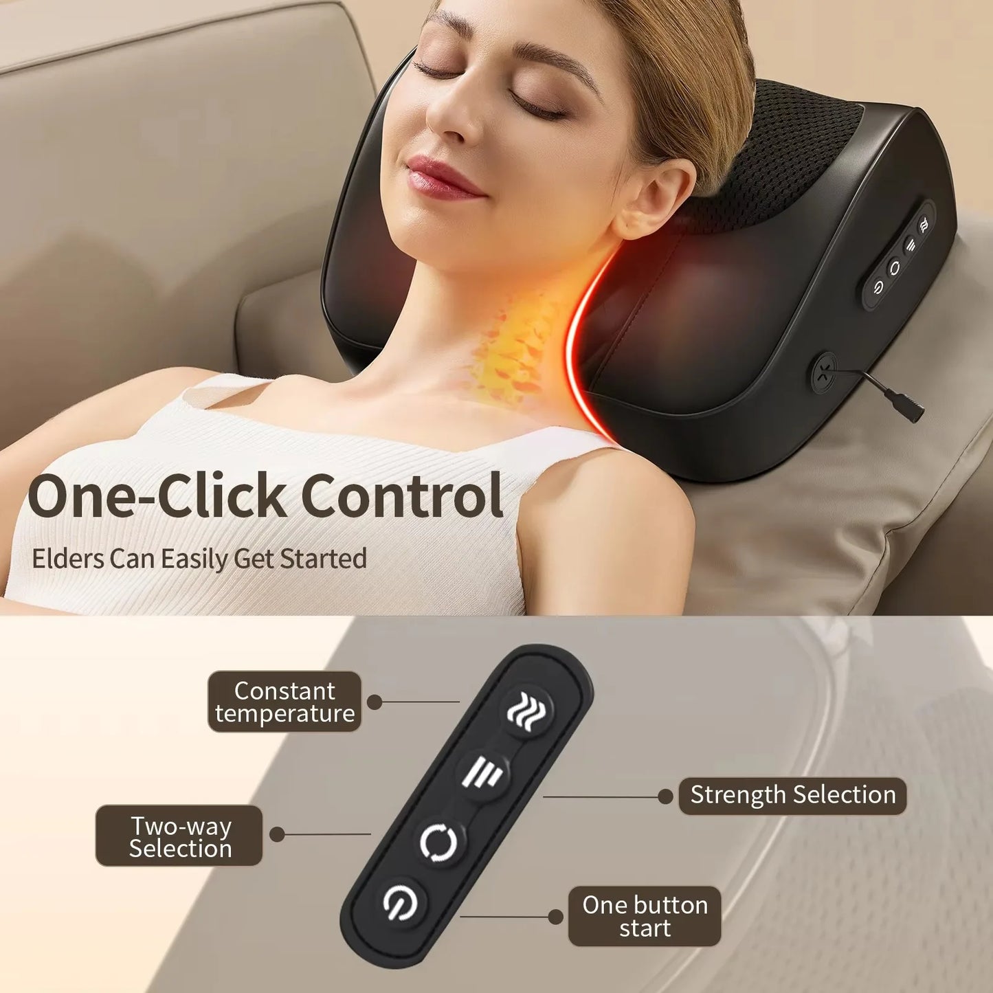 Back Massager for Deep Tissue Shiatsu Lower Neck Massager with Heat 3D Kneading Massage Pillow for Shoulder Legs Gifts for Mom D