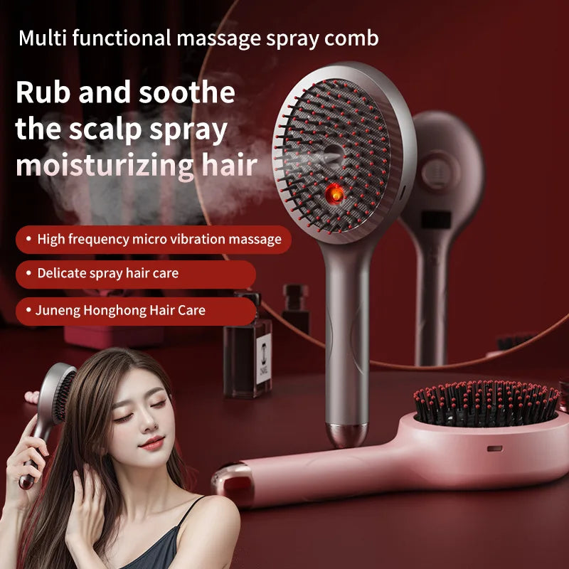 Handheld Vibration Micro-current EMS Head Massage Wireless Red light Drug Spray Massage Comb Head Fatigue Anti-hair Loss Massage