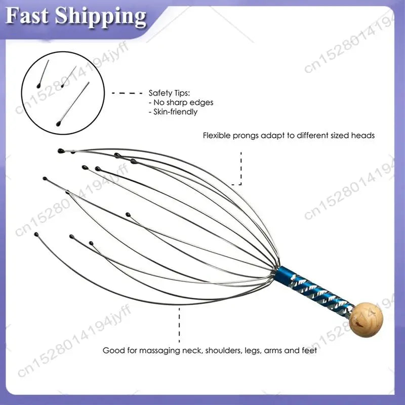 -ABDH 4X Head Massage Spider Head Masseur For Relaxation Therapy And Stress Relief