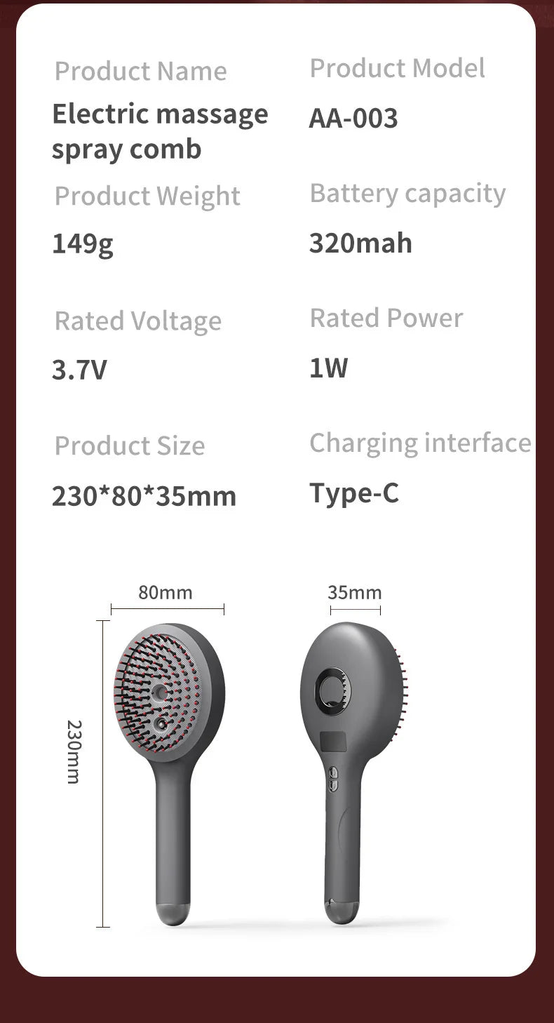 Handheld Vibration Micro-current EMS Head Massage Wireless Red light Drug Spray Massage Comb Head Fatigue Anti-hair Loss Massage