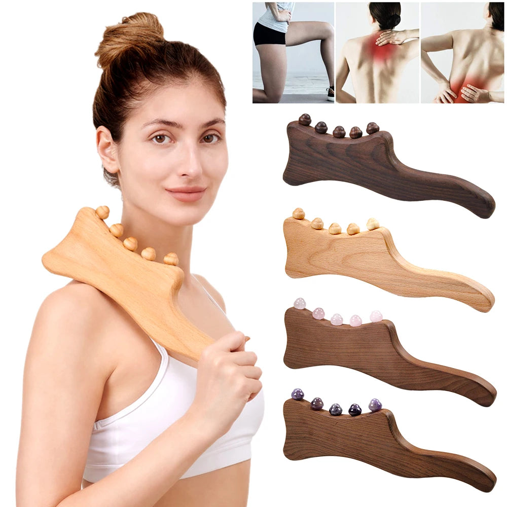 Wooden Massager Handheld Massager Stick for Fascia,Cellulite, Muscle & Abdomen ,Body Therapy Massager, Muscle Belly Relief Tool