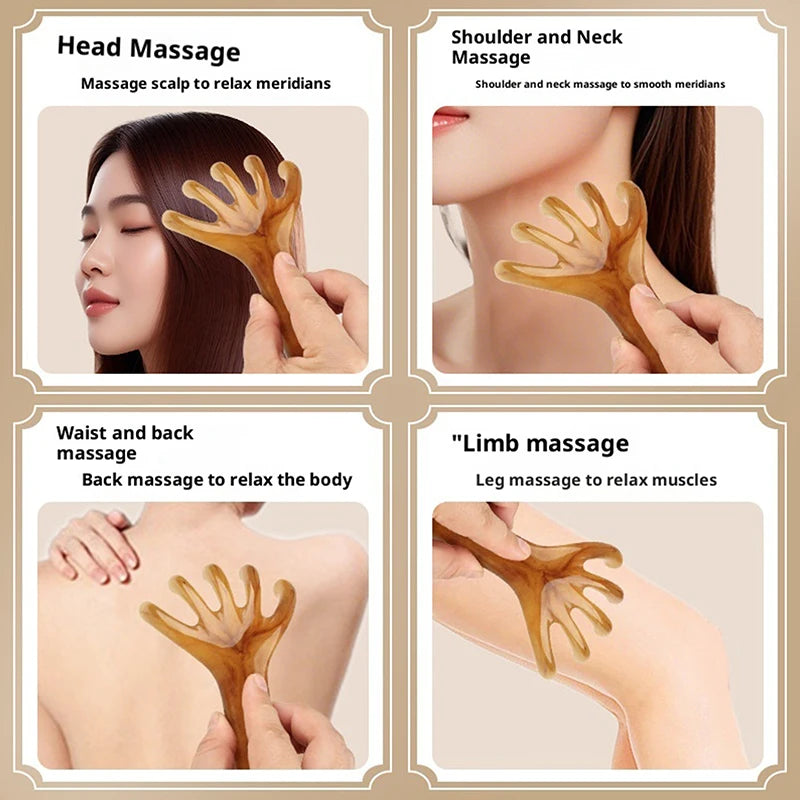 1 Pcs Head Massager Manual Hair Scalp Massager Gua Sha Five Claw Massage Tool Comb Portable Handheld Resin Relax Tool For Gifts
