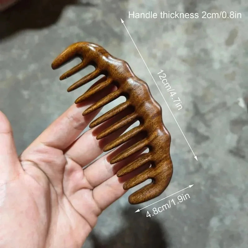 Natural Sandalwood Comb Solid Wood Carving Comb Anti-Static Beard Comb Handicraft Hair Styling Wide Tooth and Narrow Tooth Gifts