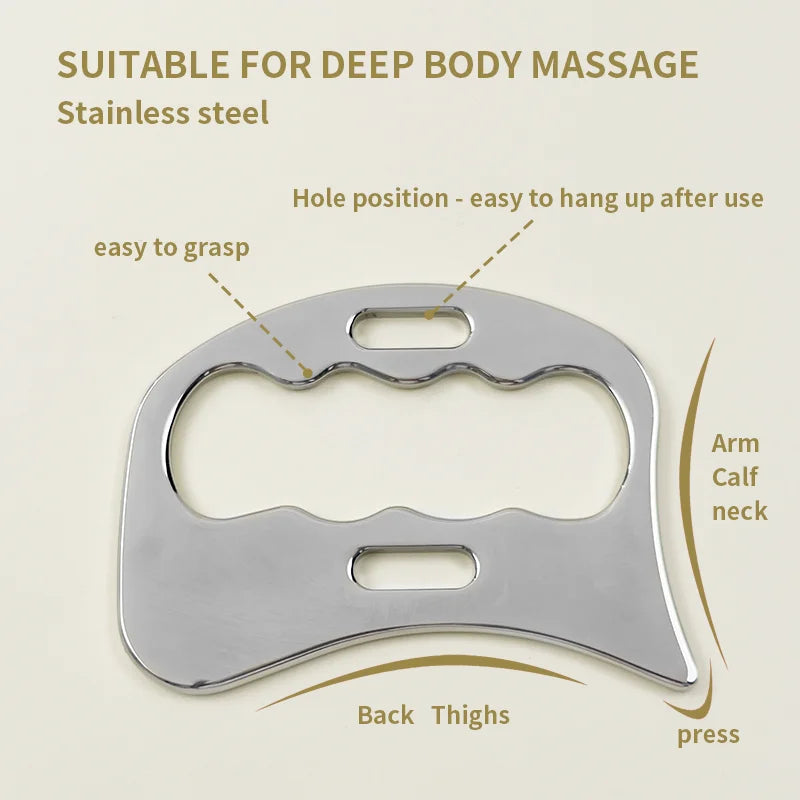 1pc stainless steel massager, universal massage guasha massager, grip handle design, no electricity massager, portable practical
