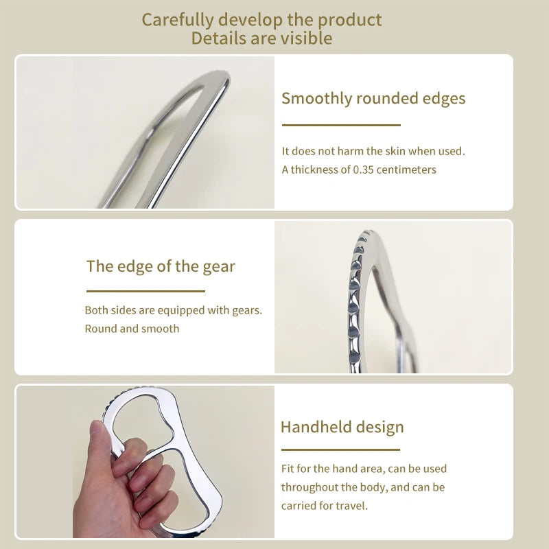 1pc stainless steel massager, universal massage guasha massager, grip handle design, no electricity massager, portable practical
