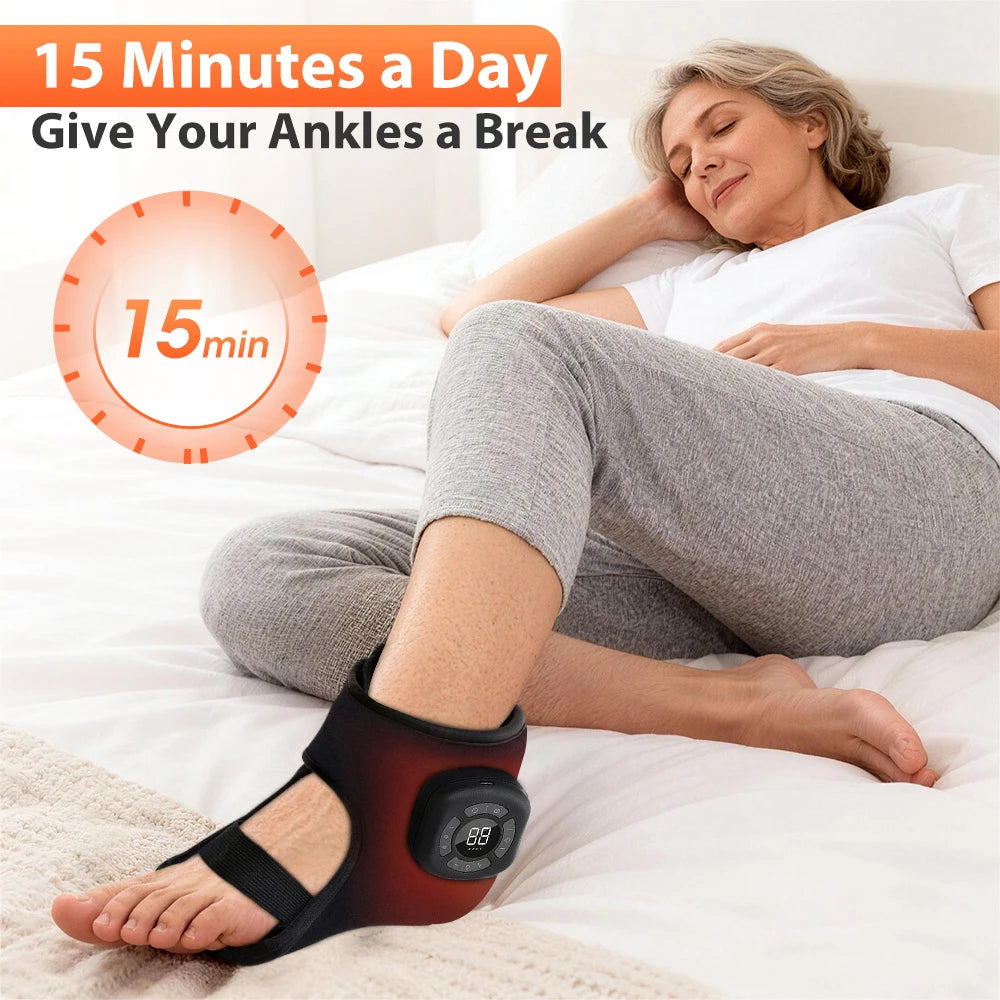 Electric Ankle Massager Air Bag Compression 3 Levels Vibration 5-speed intensity mode 45-65°C Heating Pad