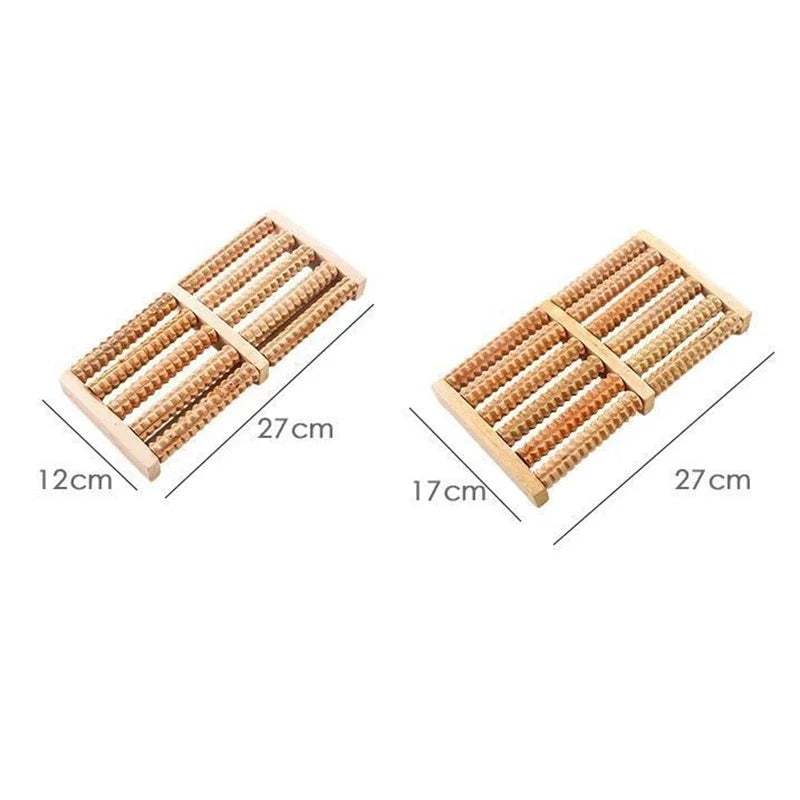 Wooden 6 Row Foot Massager Pain Stress Relief Shiatsu Roller Foot Care Massager Roller Heath Therapy Relax Massage Massager Tool