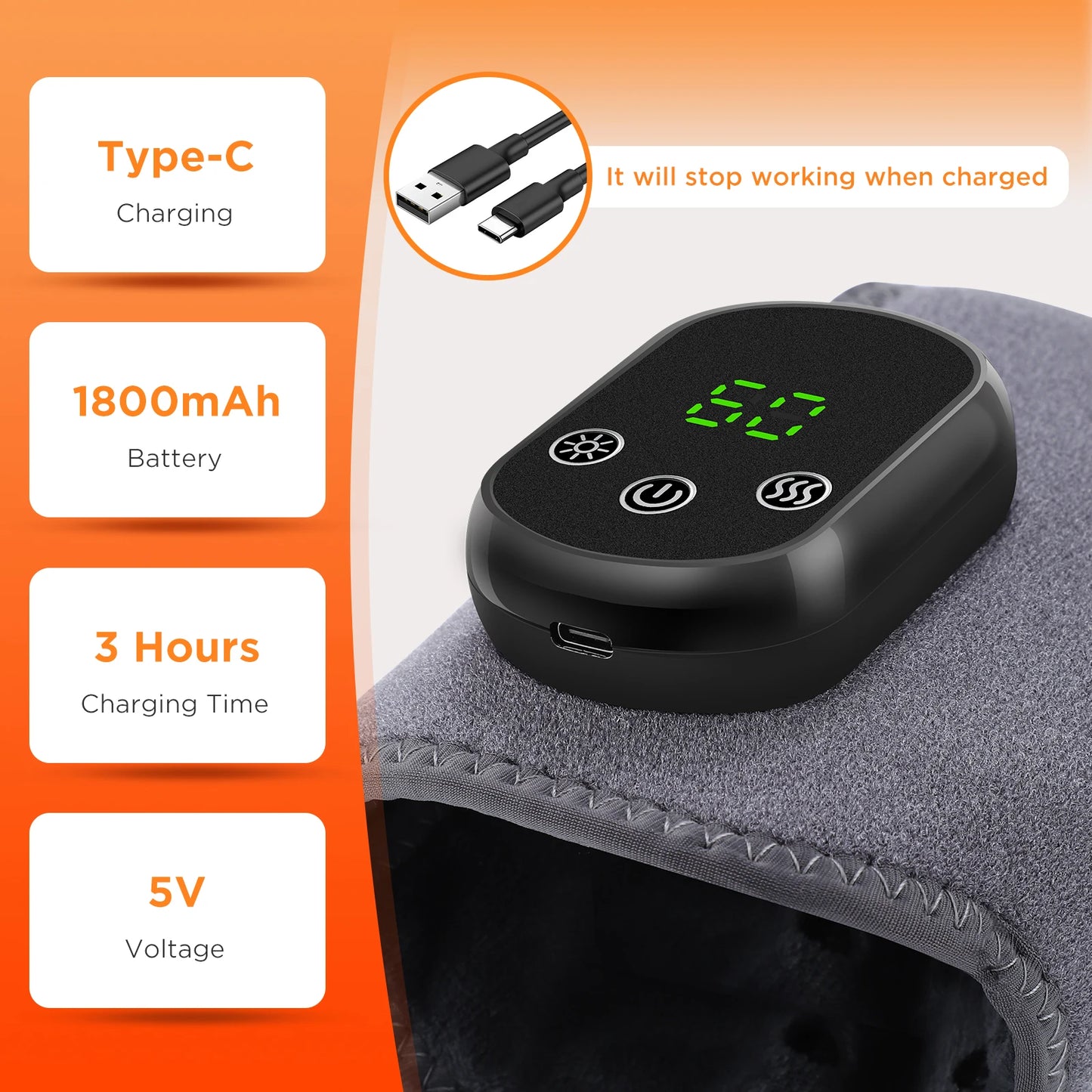 Electric Ankle Massager Air Bag Compression 3 Levels Vibration 5-speed intensity mode 45-65°C Heating Pad
