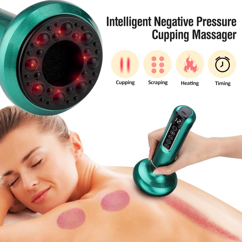 Dropshipping 12 Levels Electric Cupping Massager Vacuum Suction Cupping Blood Circulation with Body Oil