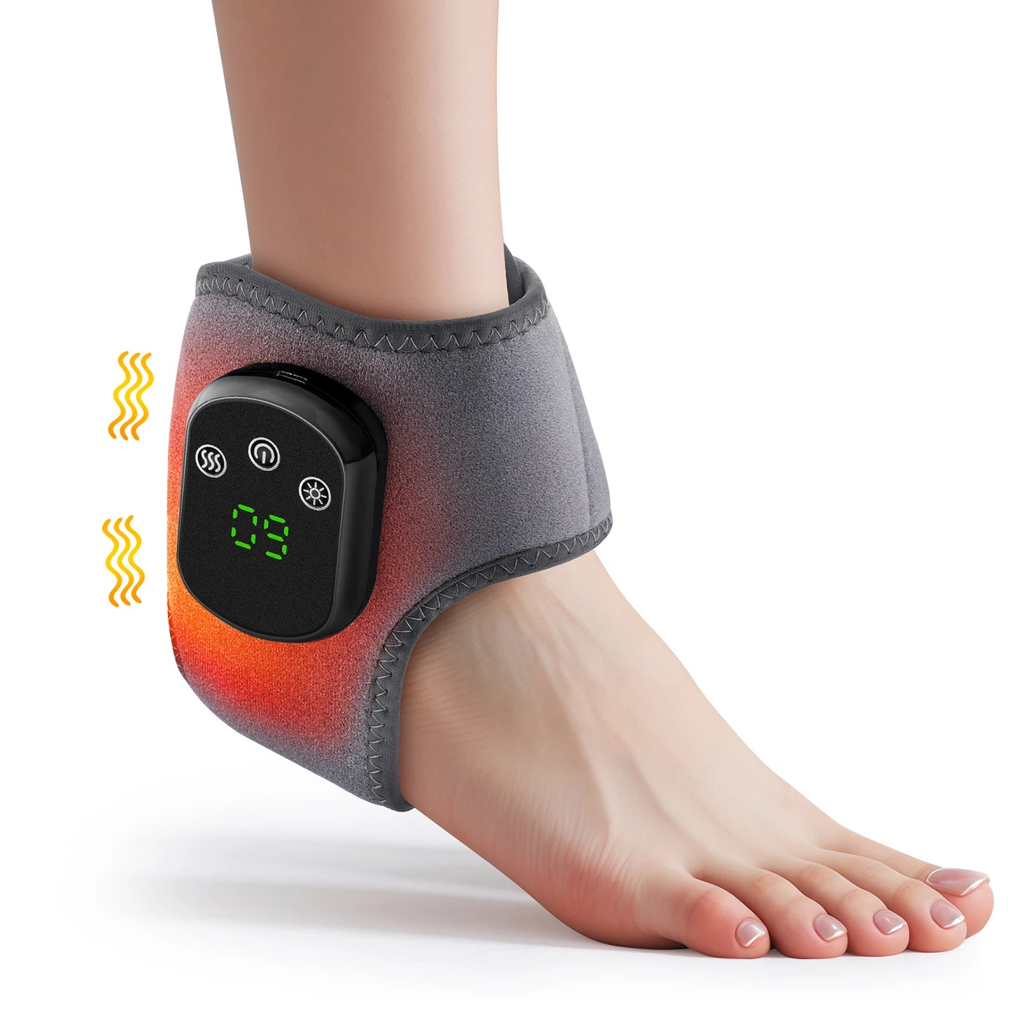 Electric Ankle Massager Air Bag Compression 3 Levels Vibration 5-speed intensity mode 45-65°C Heating Pad