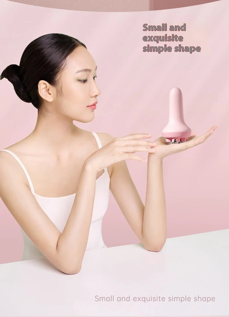 Handheld portable abdominal and leg unblocking meridian roller massage tool,360 ° rotating magnetic bead motion shaping massager