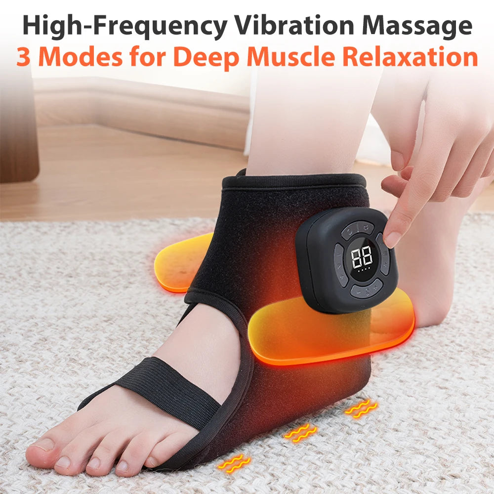 Electric Ankle Massager Air Bag Compression 3 Levels Vibration 5-speed intensity mode 45-65°C Heating Pad