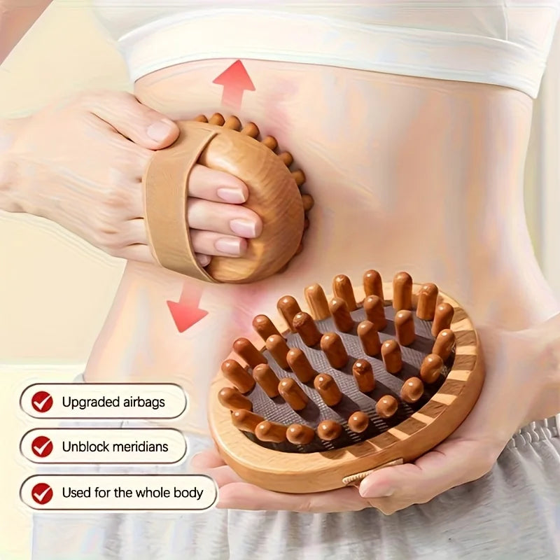 1pc 2pcs Natural Wooden Anti Massager Wooden Handheld Massager Body Brush Muscle Relaxation Sauna SPA Head Massage Brush.