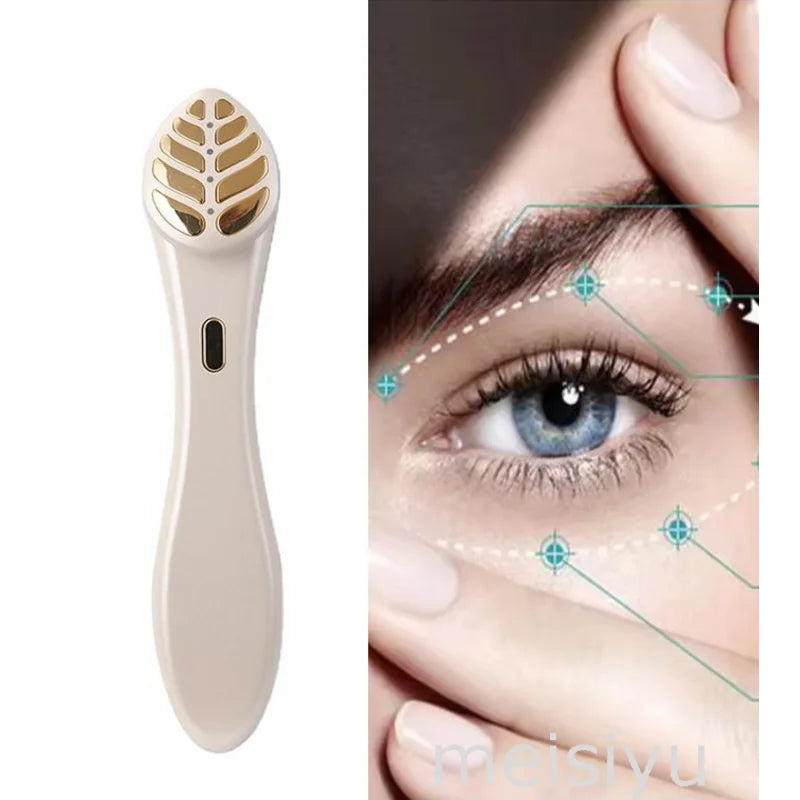 Led Eye Massage Pen Efficient Massage EMS Instrument With Golden Leaf Vibrating Massager