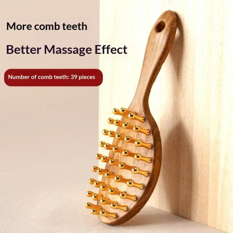 1PCS 39 Teeth Head Massage And Gua Sha Tool Long Handled Massage Comb Scalp Head Meridian Comb Thickened Wide Wooden Comb