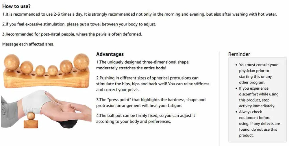Psoas Muscle Hip Release Tool,Trigger Point Massager,Wood Therapy Massage Tools,Physical Therapy for Occipital Cordus & Back