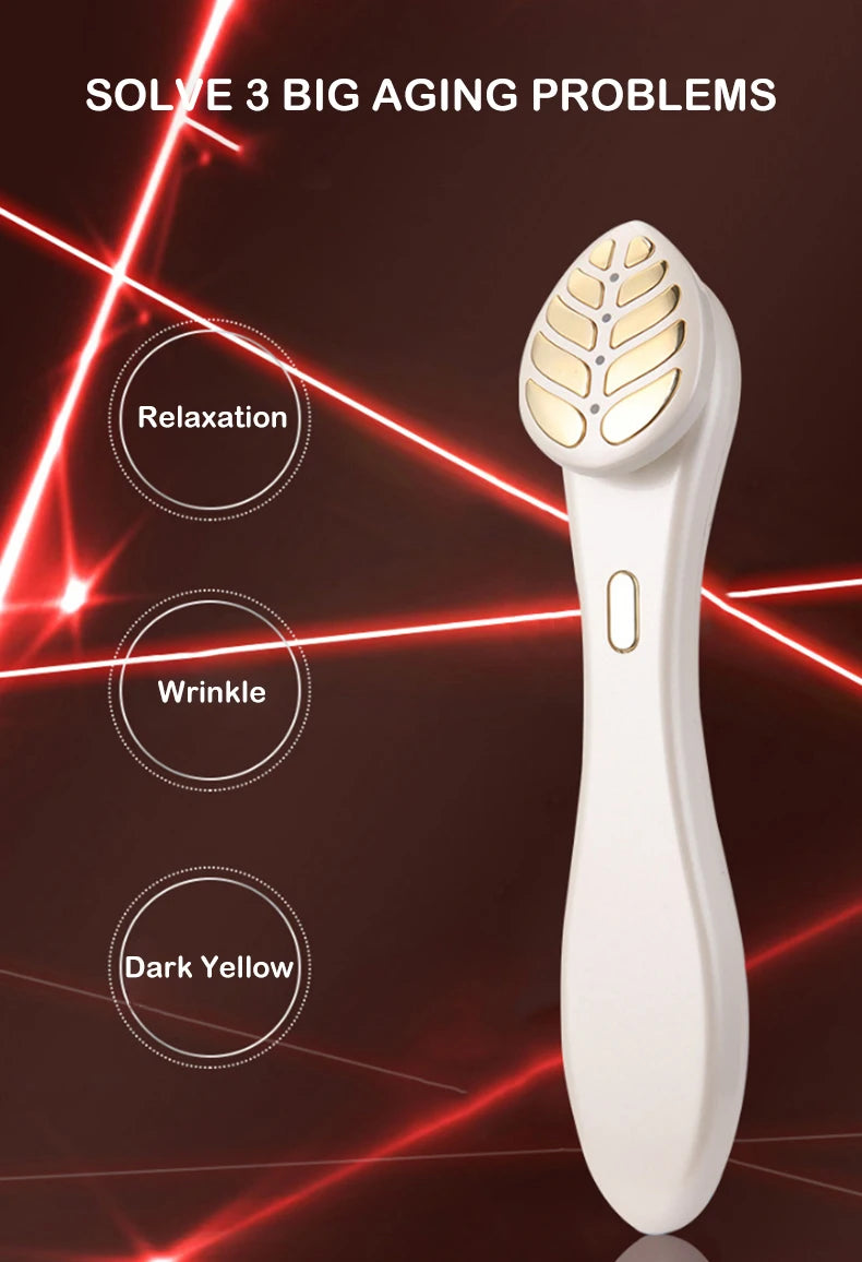 Led Eye Massage Pen Efficient Massage EMS Instrument With Golden Leaf Vibrating Massager