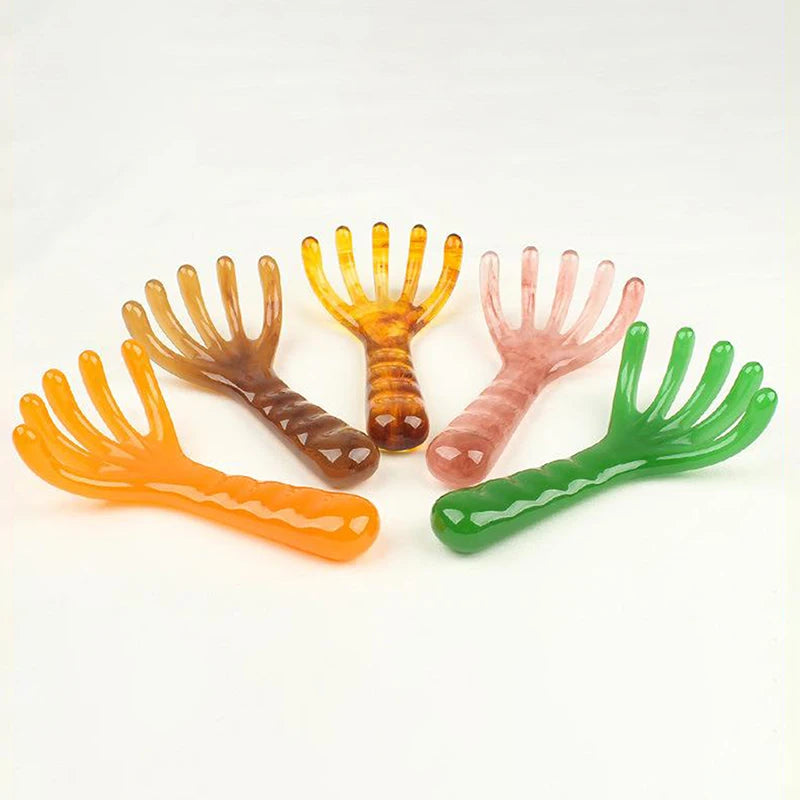 1 Pcs Head Massager Manual Hair Scalp Massager Gua Sha Five Claw Massage Tool Comb Portable Handheld Resin Relax Tool For Gifts