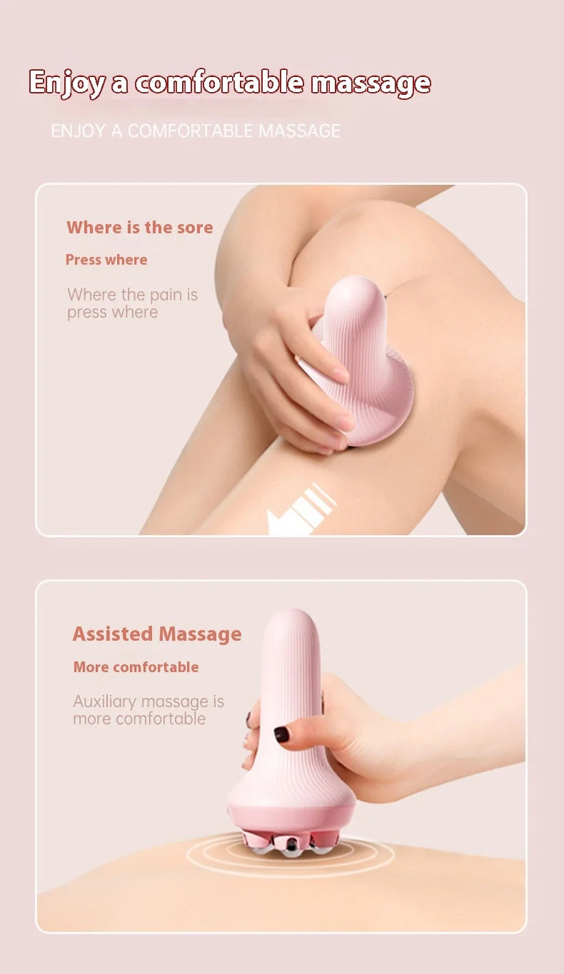 Handheld portable abdominal and leg unblocking meridian roller massage tool,360 ° rotating magnetic bead motion shaping massager