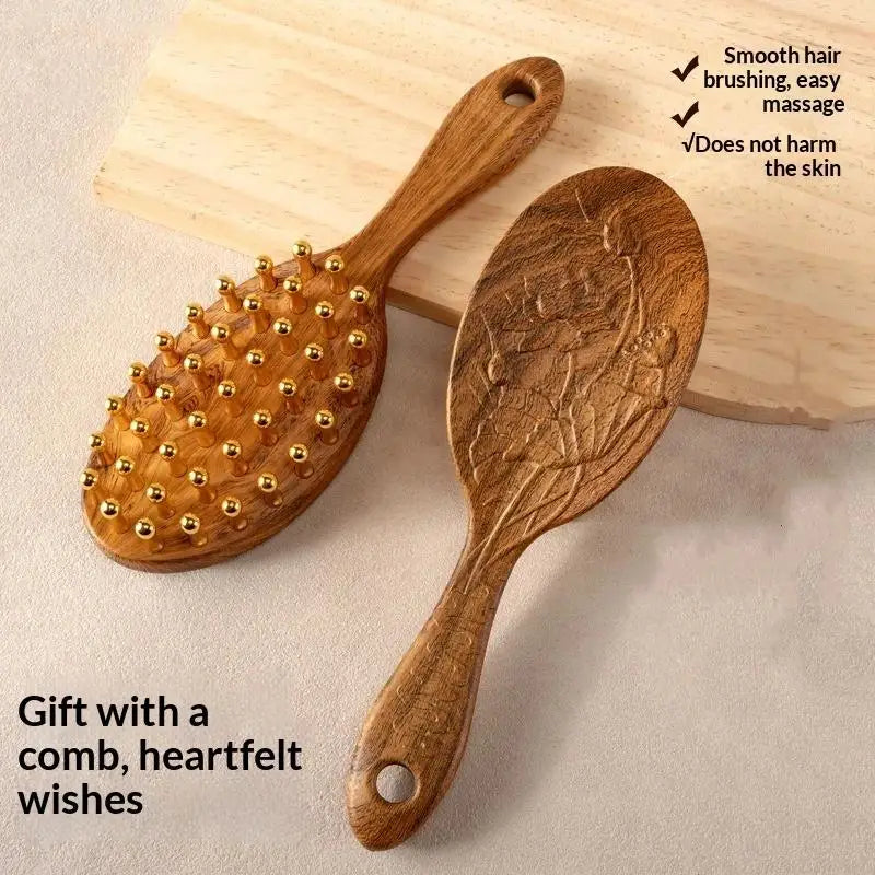 1PCS 39 Teeth Head Massage And Gua Sha Tool Long Handled Massage Comb Scalp Head Meridian Comb Thickened Wide Wooden Comb