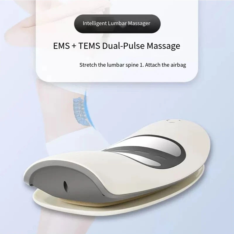 Ergonomic Electric Lumbar Traction Massager Adjustable Vibration Waist Spine Support Back Massage Machine Inflatable Stretcher