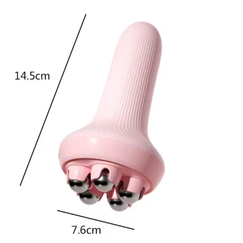 Handheld portable abdominal and leg unblocking meridian roller massage tool,360 ° rotating magnetic bead motion shaping massager