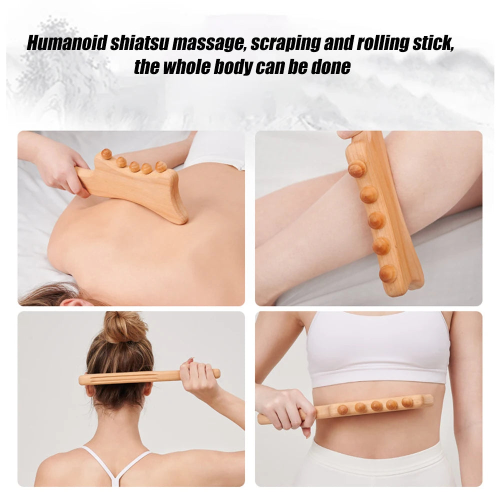 Wooden Massager Handheld Massager Stick for Fascia,Cellulite, Muscle & Abdomen ,Body Therapy Massager, Muscle Belly Relief Tool