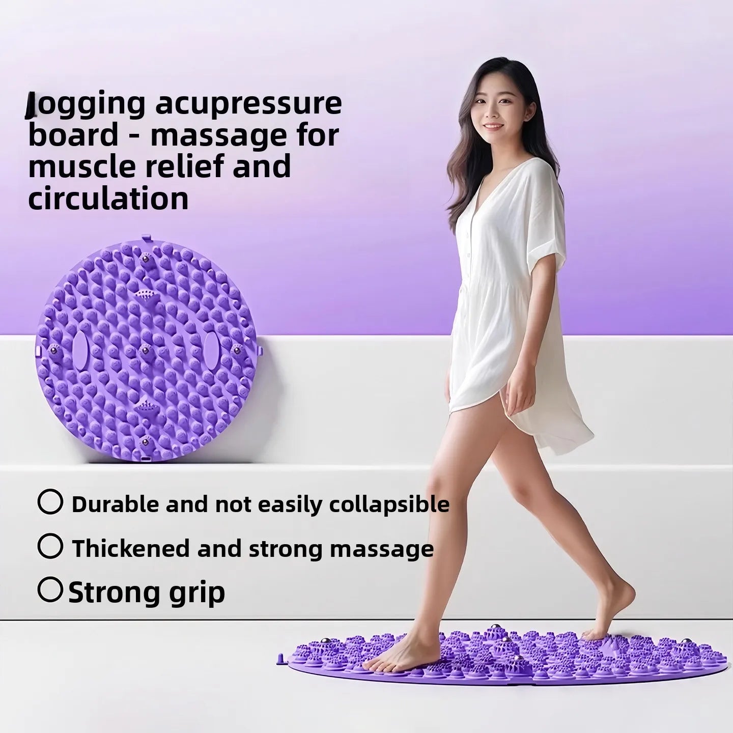 Round Foot Massage Mat, Super Jogging Acupressure Plate Indoor in-place Running Foot Pad Foot Massage Roller for Plantar Relief