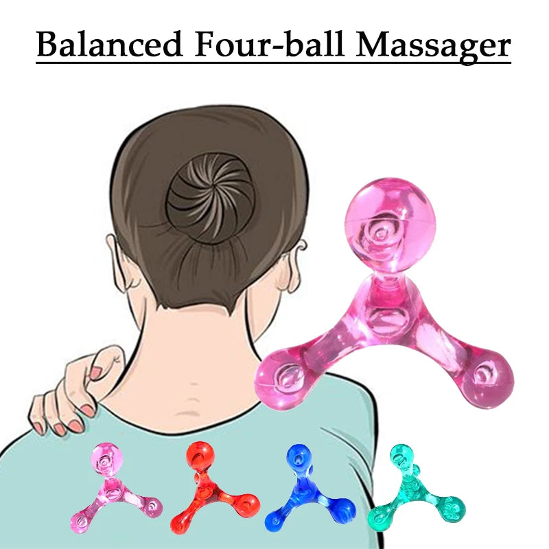 Handheld Arch Body Massager Health Balance Four Ball Back Mini Massage Stick Relax  Acupressure Health Massage Tool