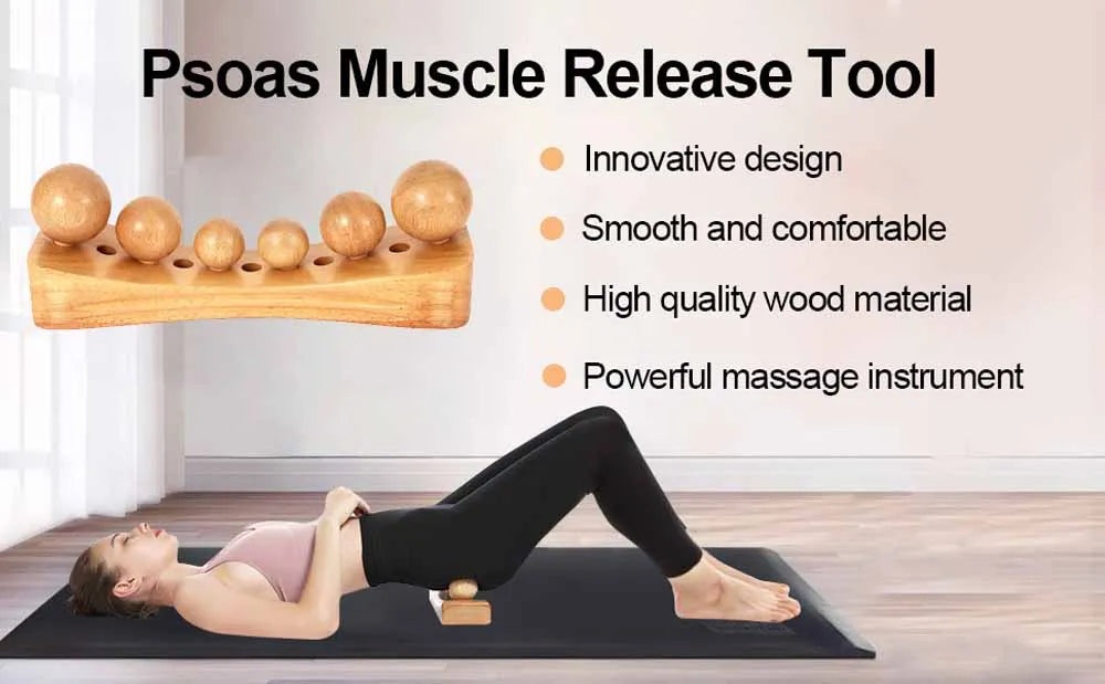 Psoas Muscle Hip Release Tool,Trigger Point Massager,Wood Therapy Massage Tools,Physical Therapy for Occipital Cordus & Back